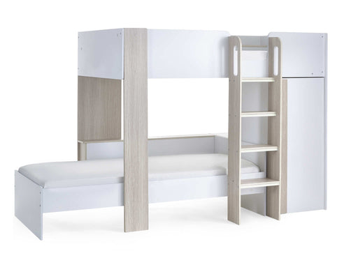 Hopscotch Bunk Bed – Pale Wood & White with Storage - Luminex FurnitureBunk BedHOR201
