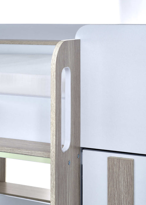 Hopscotch Bunk Bed – Pale Wood & White with Storage - Luminex FurnitureBunk BedHOR201