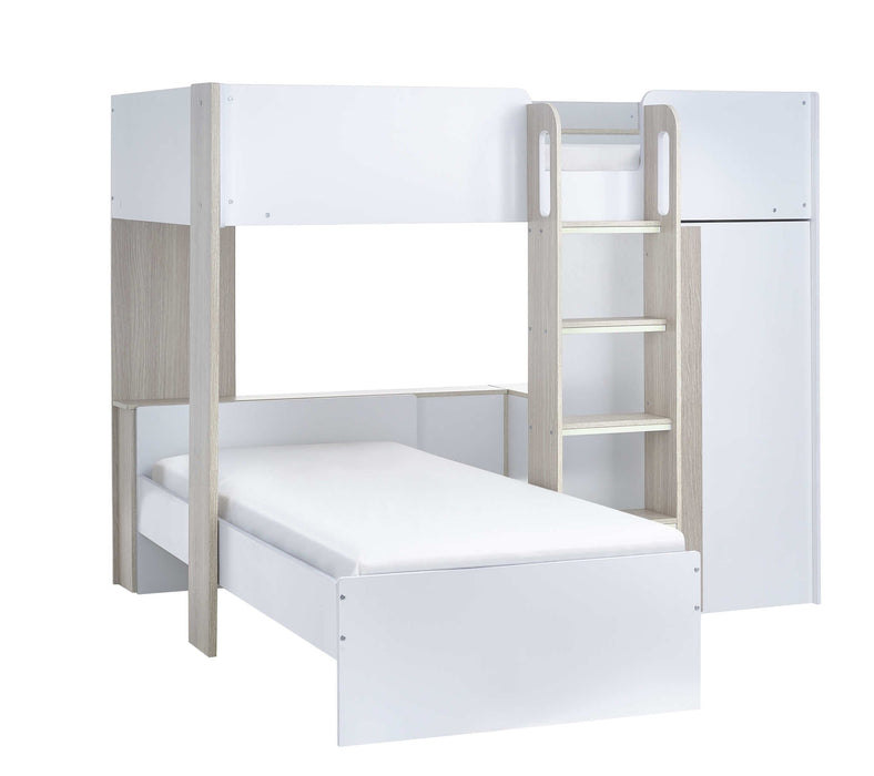 Hopscotch Bunk Bed – Pale Wood & White with Storage - Luminex FurnitureBunk BedHOR201