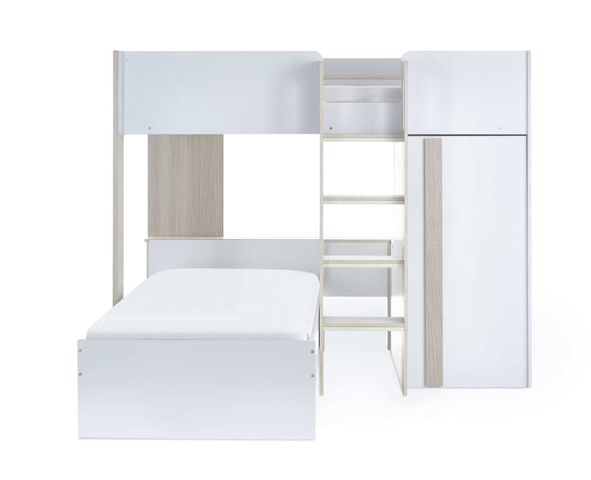 Hopscotch Bunk Bed – Pale Wood & White with Storage - Luminex FurnitureBunk BedHOR201