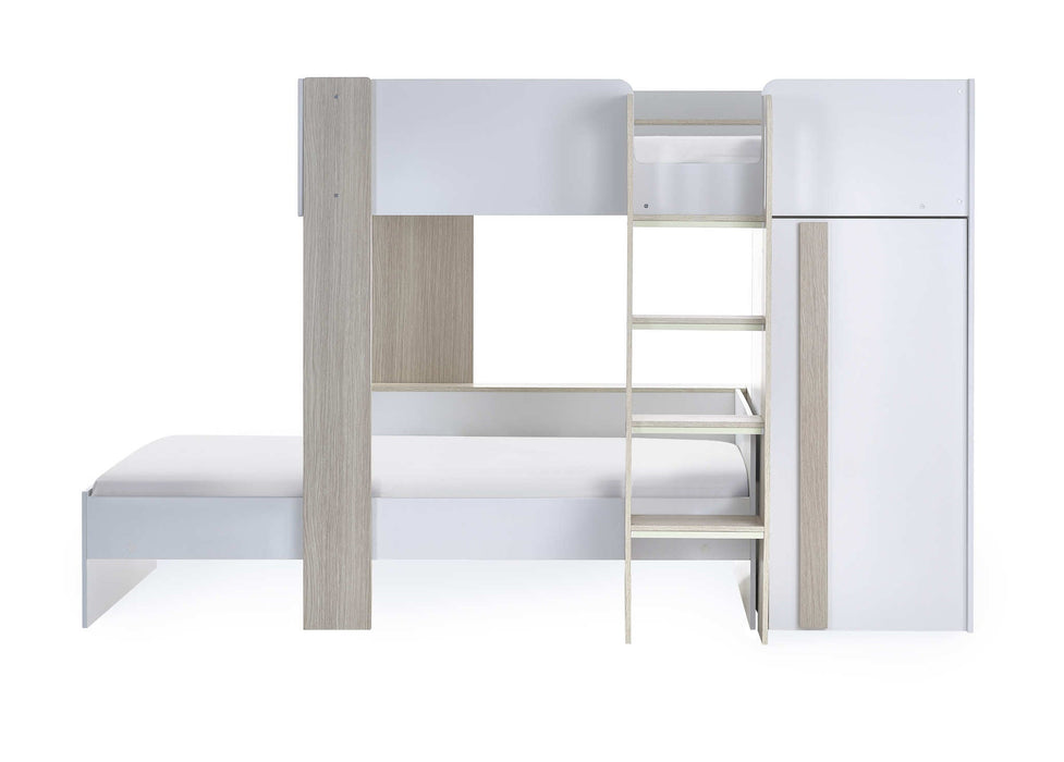 Hopscotch Bunk Bed – Pale Wood & White with Storage - Luminex FurnitureBunk BedHOR201
