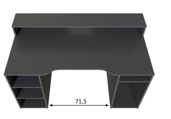 Ignis Dark Grey Gaming Desk with Hutch - Luminex FurnitureDesk3079