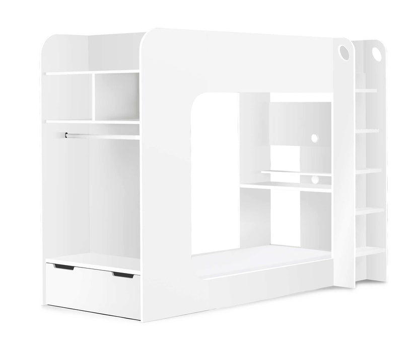 Indigo Gaming Bunk All White – Bed with Desk & Storage - Luminex FurnitureBunk BedIMP002
