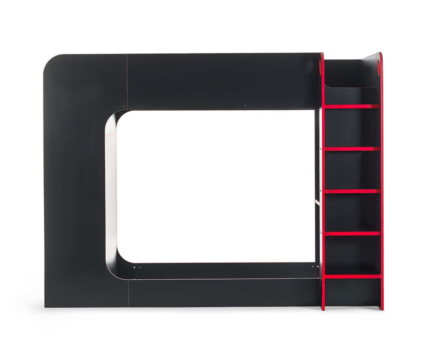 Indigo Gaming Bunk Black/Red – Gamer Bed with Desk & Storage - Luminex FurnitureBunk BedIMP001