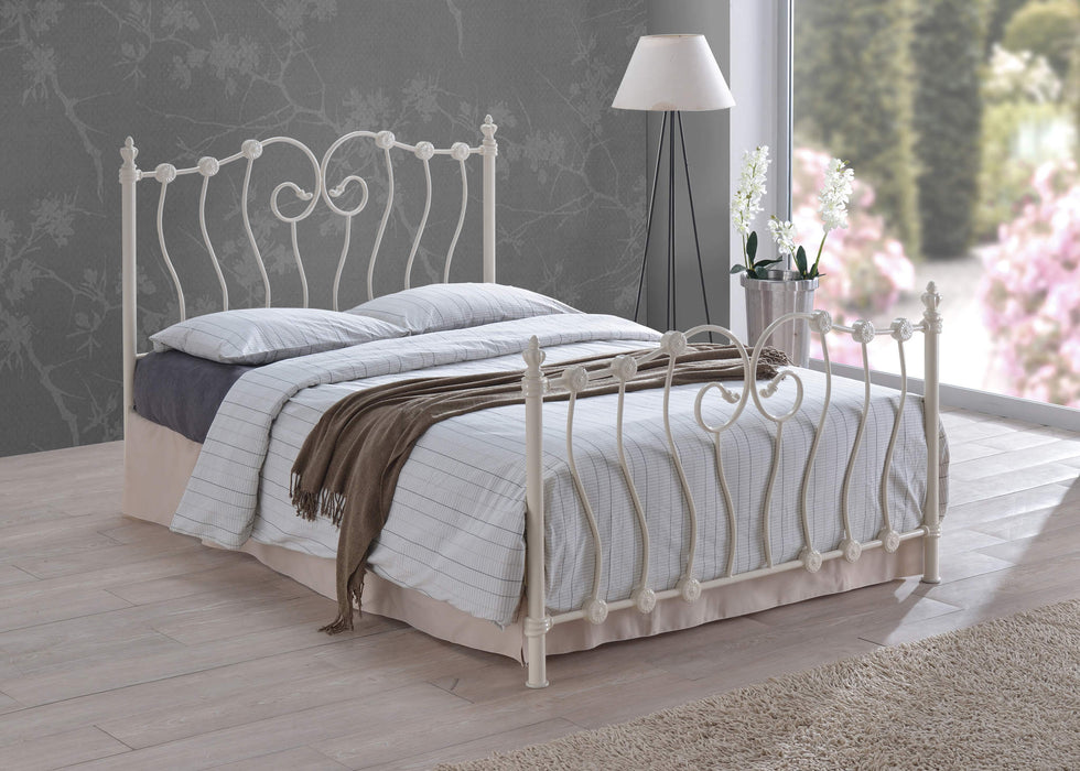 Inova Bed – Ivory Metal Victorian Style Frame | 4 Sizes - Luminex FurnitureBedINO3