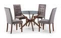 Isla 120cm Round Glass Table & 4 Grey Velvet Orlan Chairs Set - Luminex FurnitureDining SetCHE104