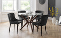 Isla Round Glass Table & 4 Grey Velvet Braylin Chairs Set - Luminex FurnitureDining SetCHE301