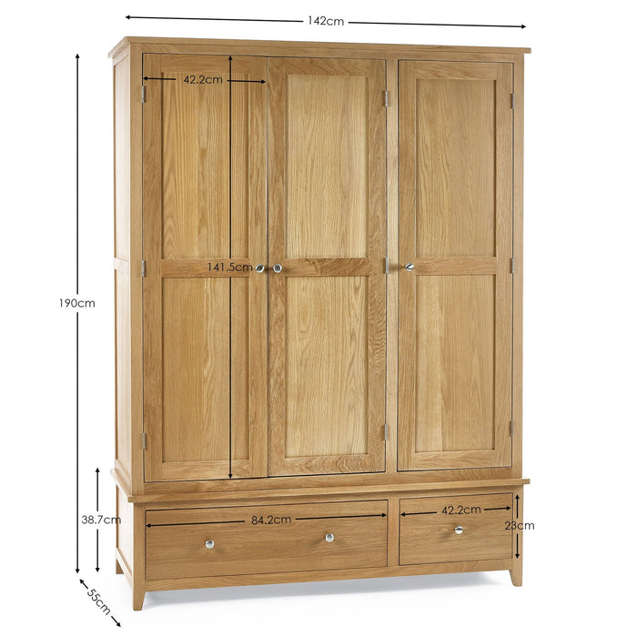 Islington 3 Door Wardrobe in Oak - Luminex FurnitureWardrobeMAL261