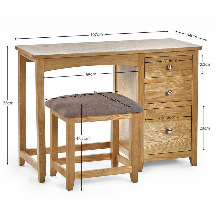 Islington Dressing Table & Stool Set – Solid Oak Bedroom Furniture - Luminex FurnitureDressing TableMAL259