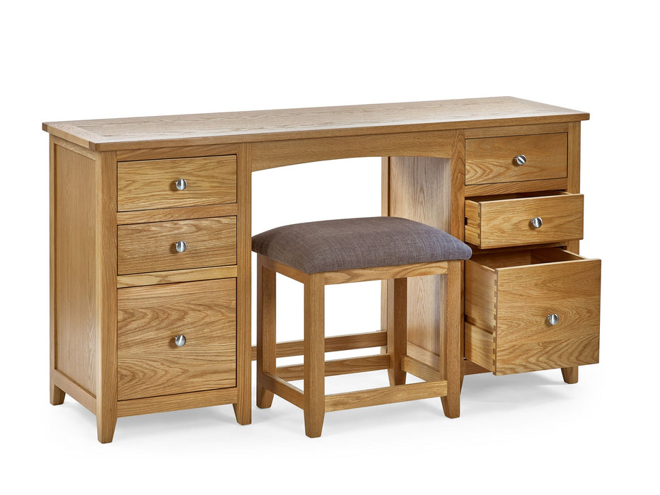 Islington Solid Oak 6 Drawer Twin Dressing Table & Stool Set - Luminex FurnitureDressing TableMAL258