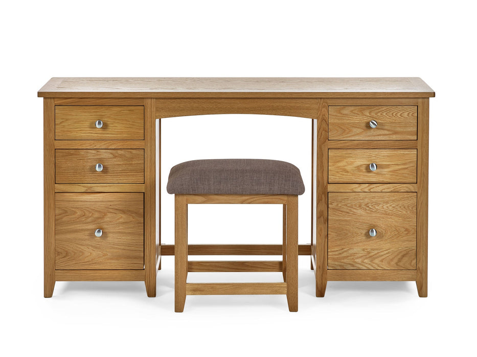 Islington Solid Oak 6 Drawer Twin Dressing Table & Stool Set - Luminex FurnitureDressing TableMAL258