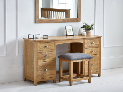 Islington Solid Oak 6 Drawer Twin Dressing Table & Stool Set - Luminex FurnitureDressing TableMAL258