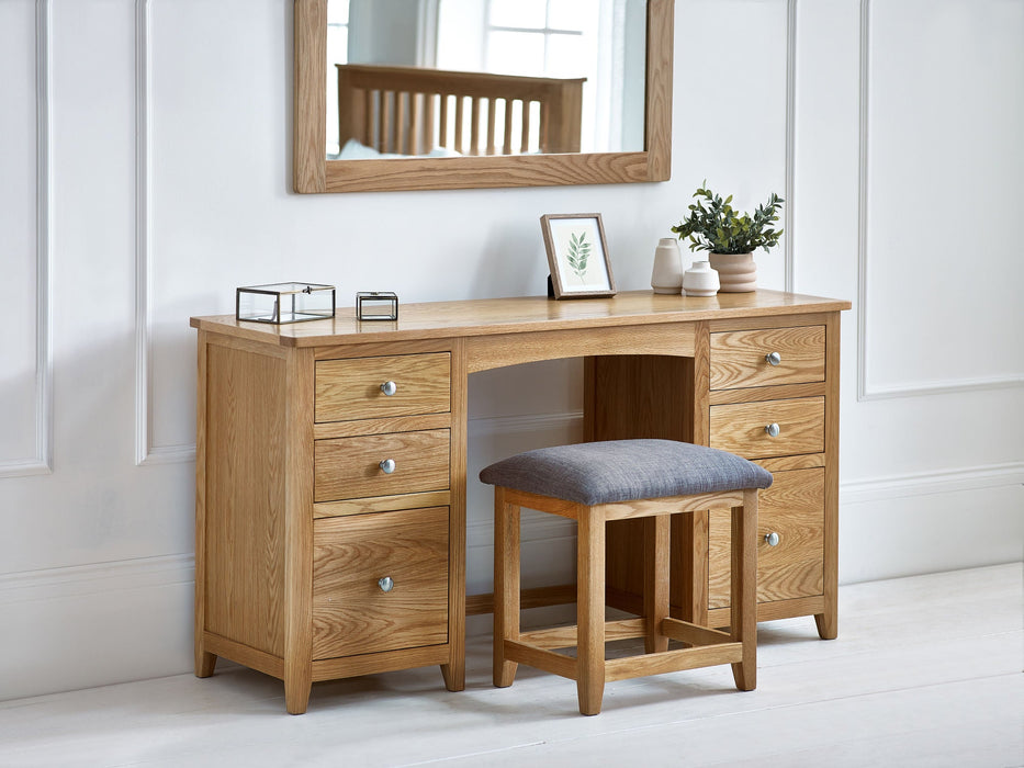 Islington Solid Oak 6 Drawer Twin Dressing Table & Stool Set - Luminex FurnitureDressing TableMAL258