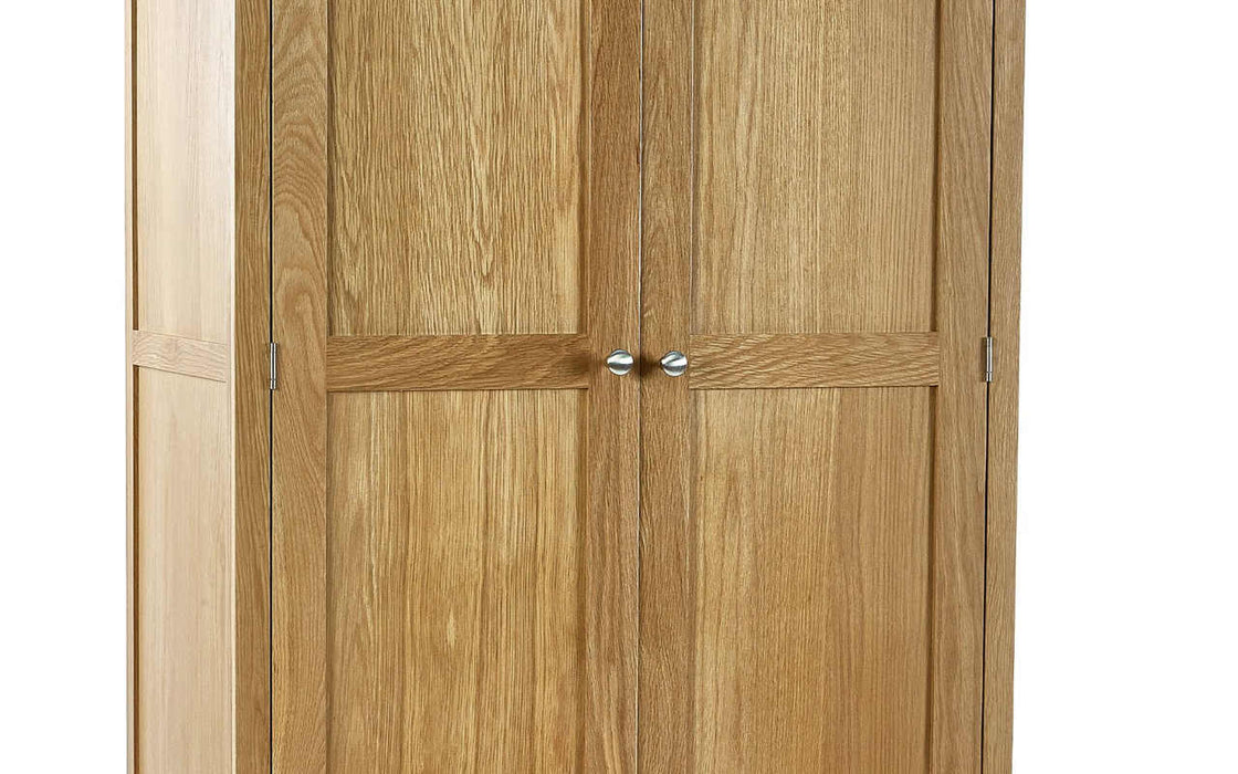Islington Solid Oak Double Wardrobe with Drawer - Luminex FurnitureWardrobeMAL260