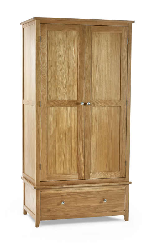 Islington Solid Oak Double Wardrobe with Drawer - Luminex FurnitureWardrobeMAL260