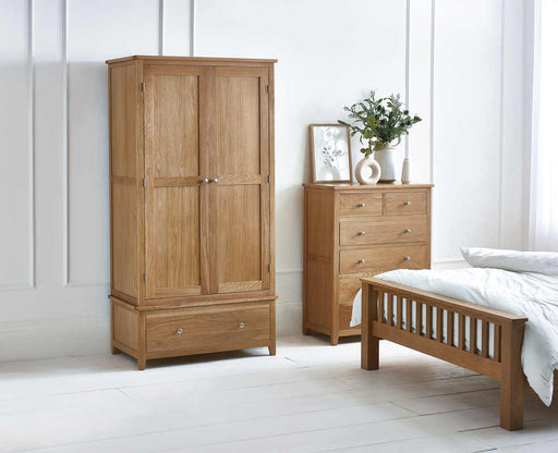 Islington Solid Oak Double Wardrobe with Drawer - Luminex FurnitureWardrobeMAL260