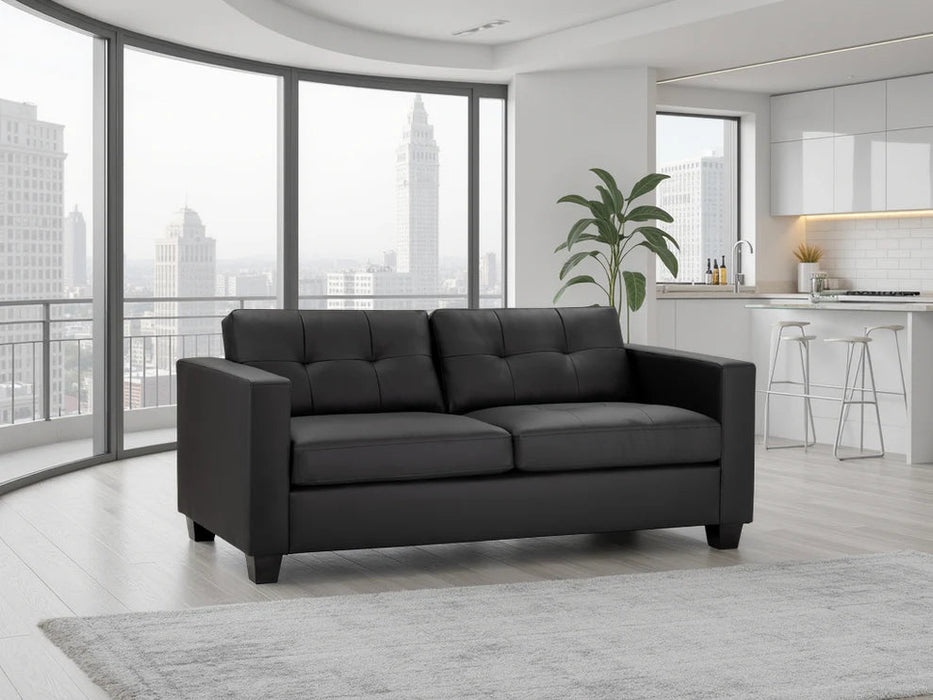 Jacaranda Black Faux Leather Sofa – 3 Seater | Modern Comfort - Luminex FurnitureSofasjerry_sofa_black_3_seater