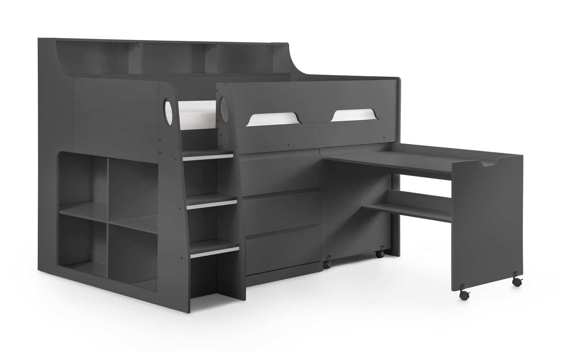 Jordell Mid Sleeper Bed with Desk & Storage – Anthracite - Luminex FurnitureMid SleepersJUP105