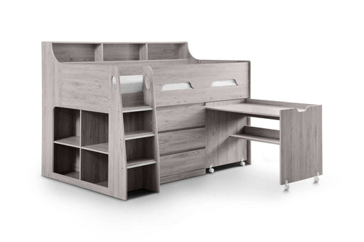 Jordell Mid Sleeper Bed with Desk & Storage – Grey Oak - Luminex FurnitureMid SleepersJUP102