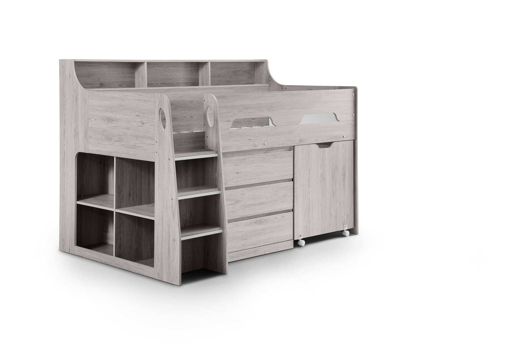 Jordell Mid Sleeper Bed with Desk & Storage – Grey Oak - Luminex FurnitureMid SleepersJUP102