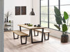 Juliette Dining Table & 2 Benches – Herringbone Oak Set - Luminex FurnitureDining SetHIL105