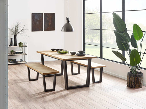 Juliette Dining Table & 2 Benches – Herringbone Oak Set - Luminex FurnitureDining SetHIL105