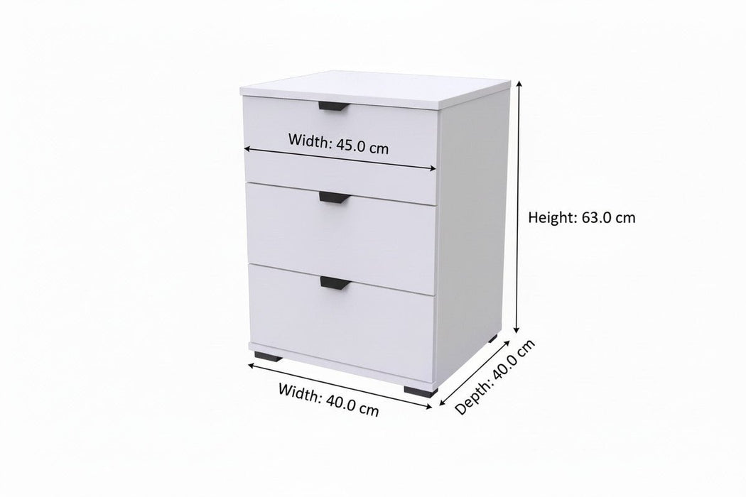 Kensley Arctic White 3 Drawer Bedside Table - Luminex FurnitureBedside Table3402
