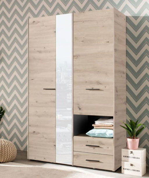 Kensley Oak 3 - Door 2 - Drawer Wardrobe with Mirror - LuminexFurnitureWardrobe3042