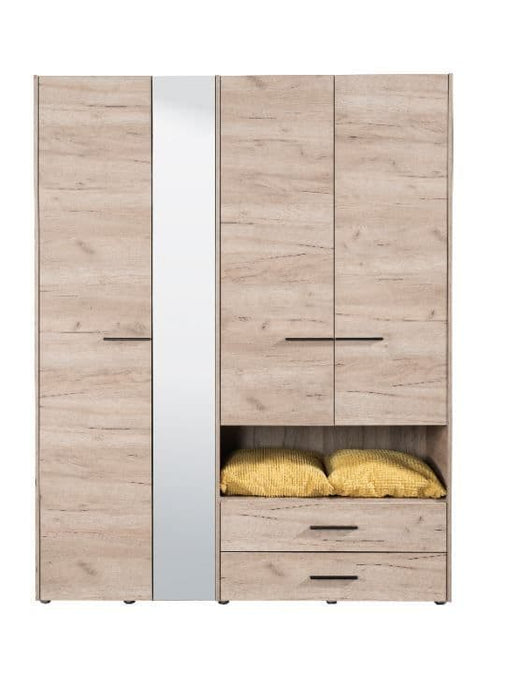 Kensley Oak 4 - Door 2 - Drawer Wardrobe with Mirror - LuminexFurnitureWardrobe3044
