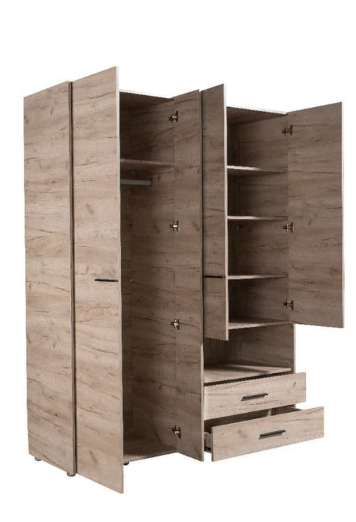 Kensley Oak 4 - Door 2 - Drawer Wardrobe with Mirror - LuminexFurnitureWardrobe3044