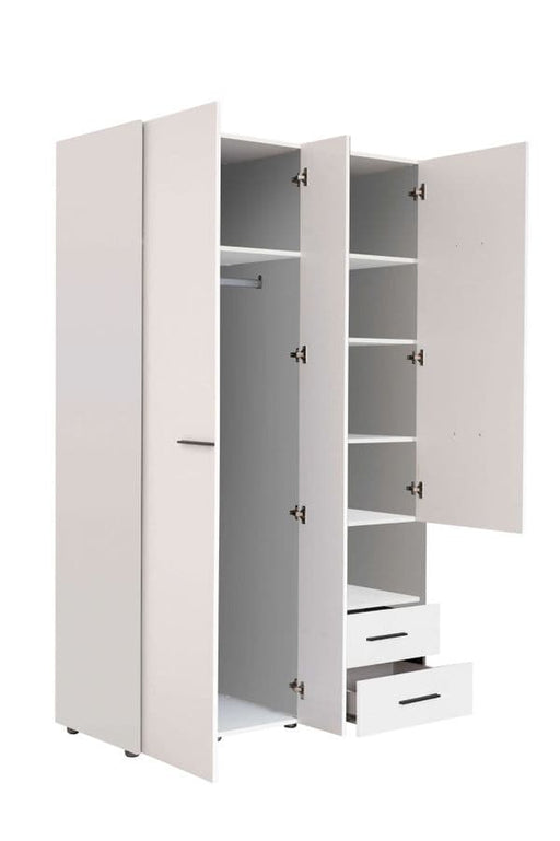 Kensley White 3 - Door 2 - Drawer Wardrobe with Mirror - LuminexFurnitureWardrobe3041