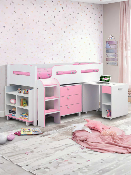 Kimberley Pink Cabin Bed with Desk & Storage - Luminex FurnitureMid SleepersKIM001