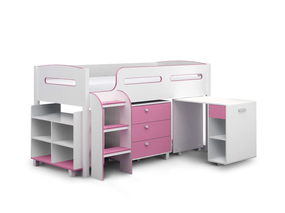 Kimberley Pink Cabin Bed with Desk & Storage - Luminex FurnitureMid SleepersKIM001