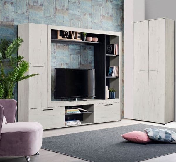 Langford Entertainment Unit – Oak Effect & Black - LuminexFurnitureTV Unit3058