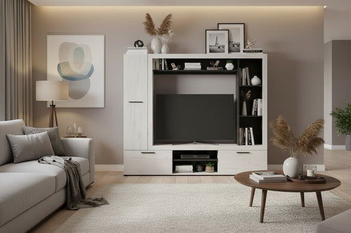 Langford Entertainment Unit – Oak Effect & Black - Luminex FurnitureTV Unit3058