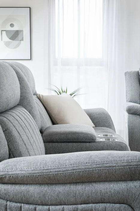 Langham Electric Recliner Fabric Sofa – Grey 2 Seater | Modern Comfort - Luminex FurnitureSofaslinden_electric_recliner_grey_2_seater