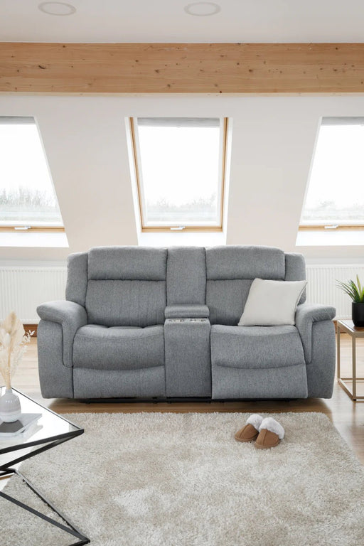 Langham Electric Recliner Fabric Sofa – Grey 2 Seater | Modern Comfort - Luminex FurnitureSofaslinden_electric_recliner_grey_2_seater