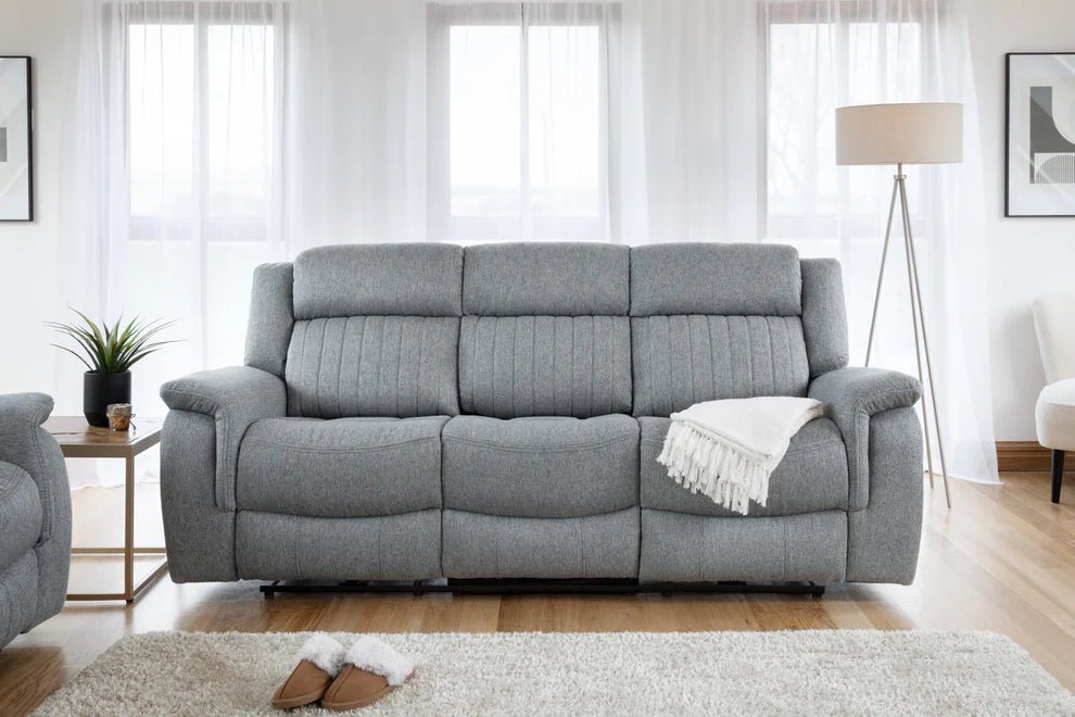 Langham Electric Recliner Fabric Sofa – Grey 3 Seater | Luxe Comfort - Luminex FurnitureSofaslinden_electric_recliner_grey_3_seater