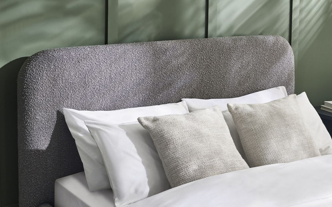 Lennox Curved Upholstered Bed - Grey Boucle - Luminex FurnitureFabric BedsHAN009