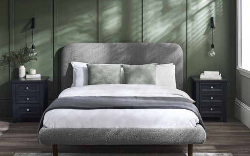 Lennox Curved Upholstered Bed - Grey Boucle - Luminex FurnitureFabric BedsHAN009