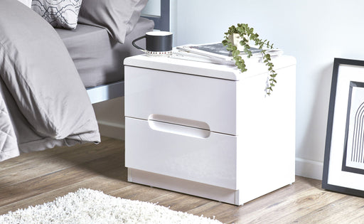 Lexington 2 Drawer Bedside in High Gloss White - Luminex FurnitureBedside TableMAN201