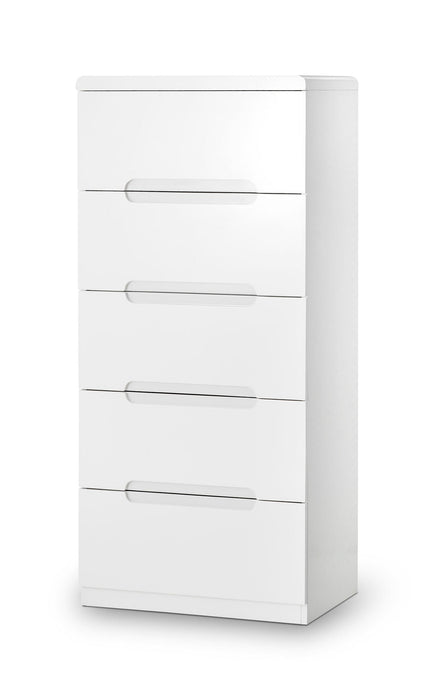 Lexington 5 Drawer Narrow Chest – White High Gloss - Luminex FurnitureChest of drawersMAN204
