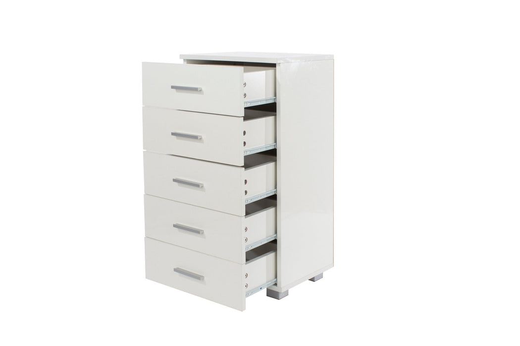 Lido 5 narrow chest of drawers – White - LuminexFurnitureChest of DrawersLD217