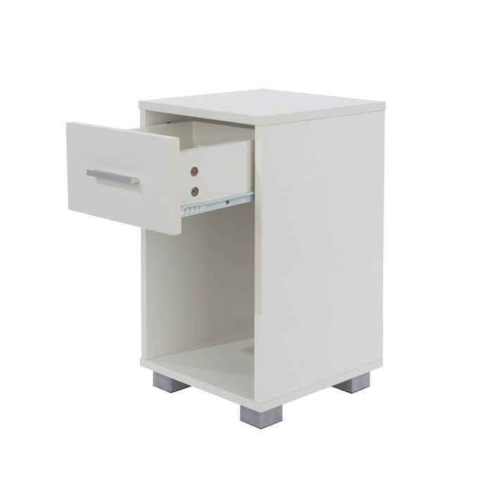 Lido Bedside Table 1 Drawer Compact Cabinet White - LuminexFurnitureBedside TableLD208