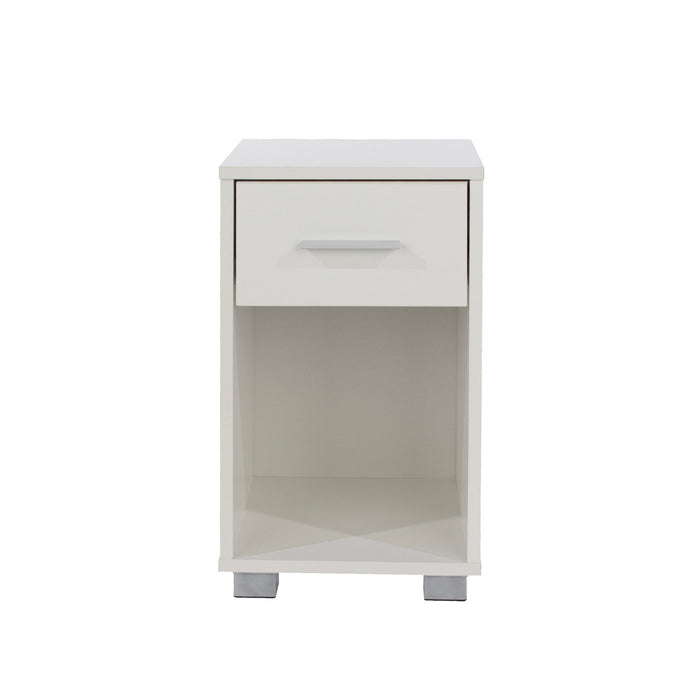 Lido Bedside Table 1 Drawer Compact Cabinet White - LuminexFurnitureBedside TableLD208