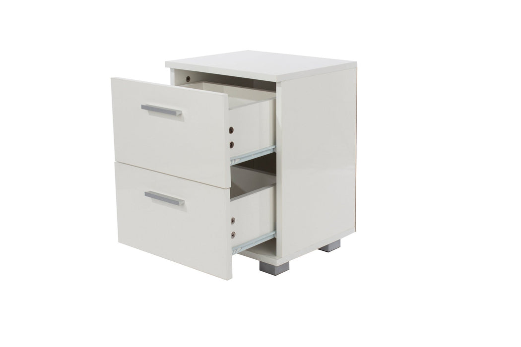 Lido Bedside Table 2 Drawer Cabinet White - LuminexFurnitureBedside TableLD210