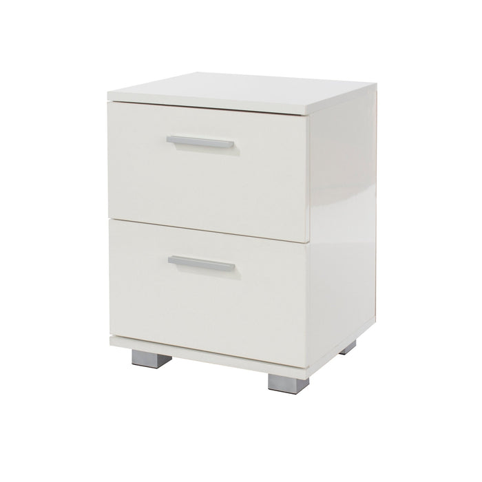 Lido Bedside Table 2 Drawer Cabinet White - LuminexFurnitureBedside TableLD210