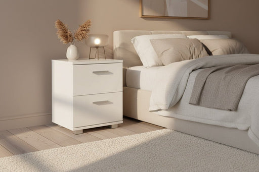 Lido White Gloss 2 Drawer Bedside Table - Luminex FurnitureBedside TableLD210