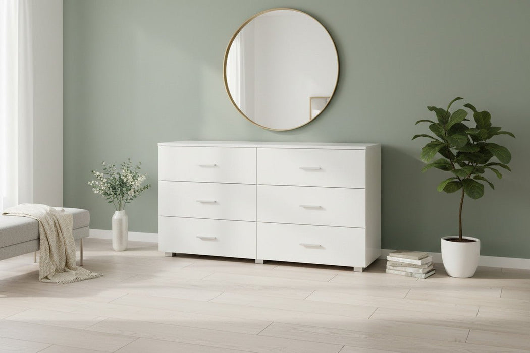 Lido White High Gloss 3+3 Chest of Drawers - Luminex FurnitureChest of DrawersLD233