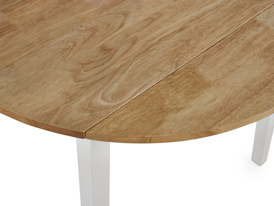 Liliana Round Drop Leaf Table – Natural Oak Top & White Legs - Luminex FurnitureDining TableLIN004